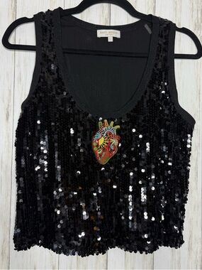 Ramy Brook Black Tank Top with Heart Patch